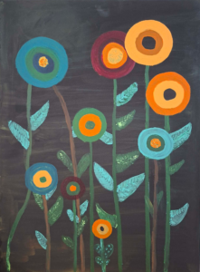 Bloemen  Afmetingen:  breedte = 60cm, lengte = 80m, diepte = 2cm"